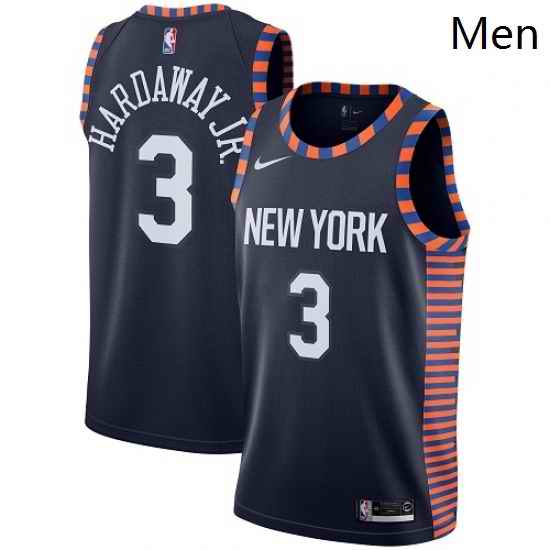 Mens Nike New York Knicks 3 Tim Hardaway Jr Swingman Navy Blue NBA Jersey 2018 19 City Edition